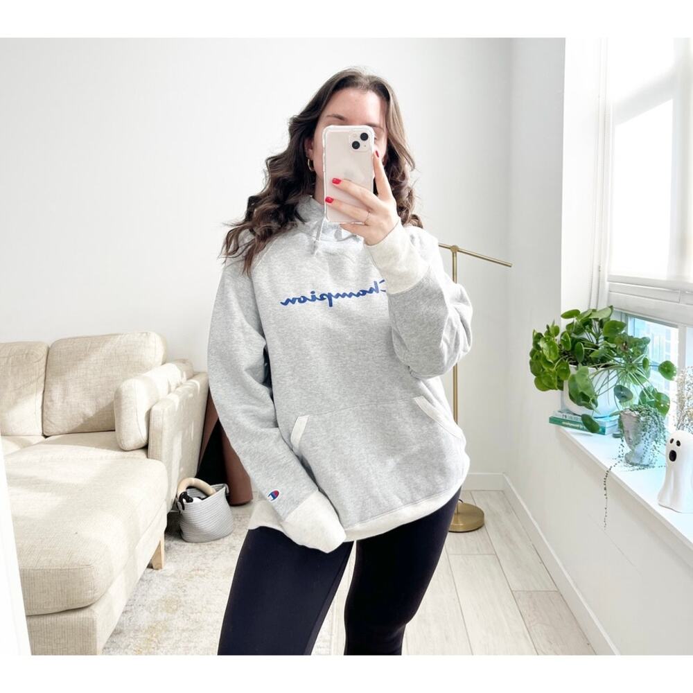 Champion Gray Logo Hoodie Sweatshirt Size 2X